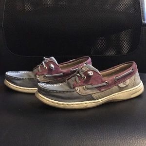 Blue and purple Sperrys